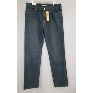 NEW LEE Men's Jeans 40x36 Regular Fit Straight Leg Dark Wash Classic Solid Blue‎